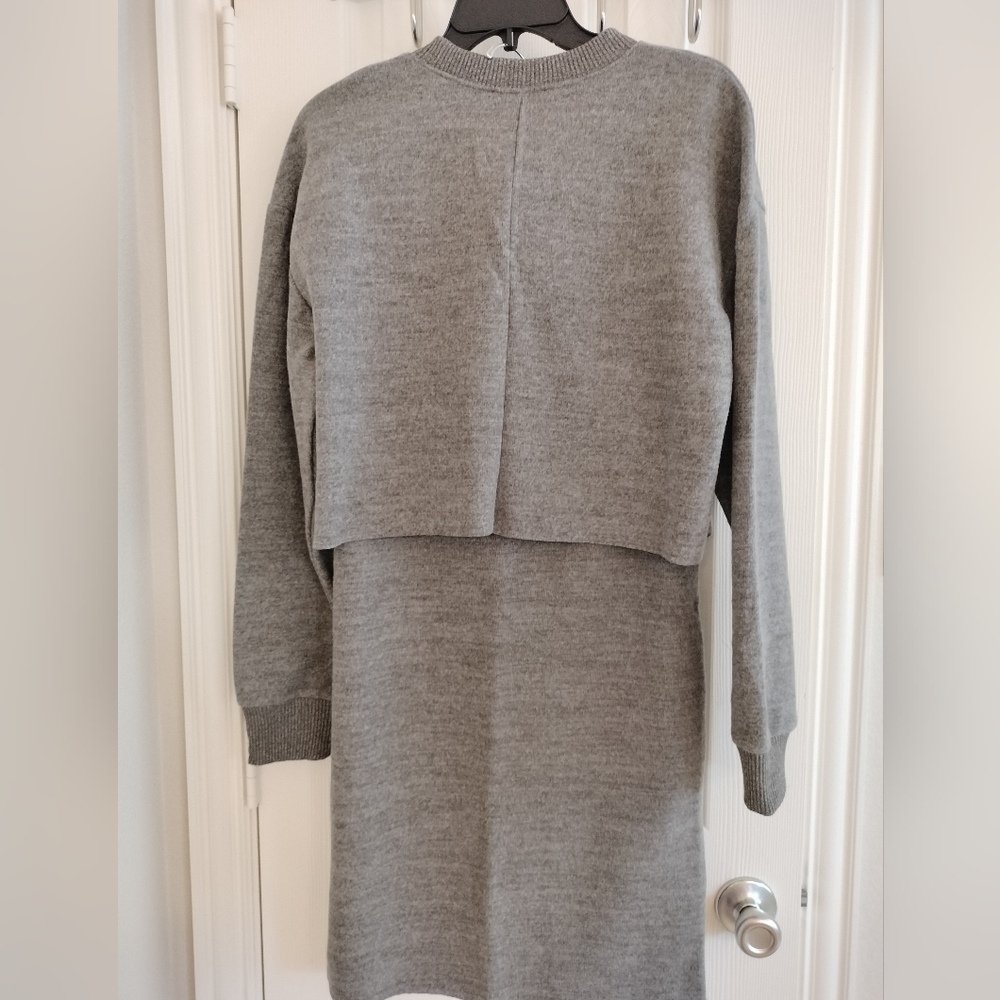 Gray Zara Long Sleeve Crop Top With Matching Skirt.  Brand New.